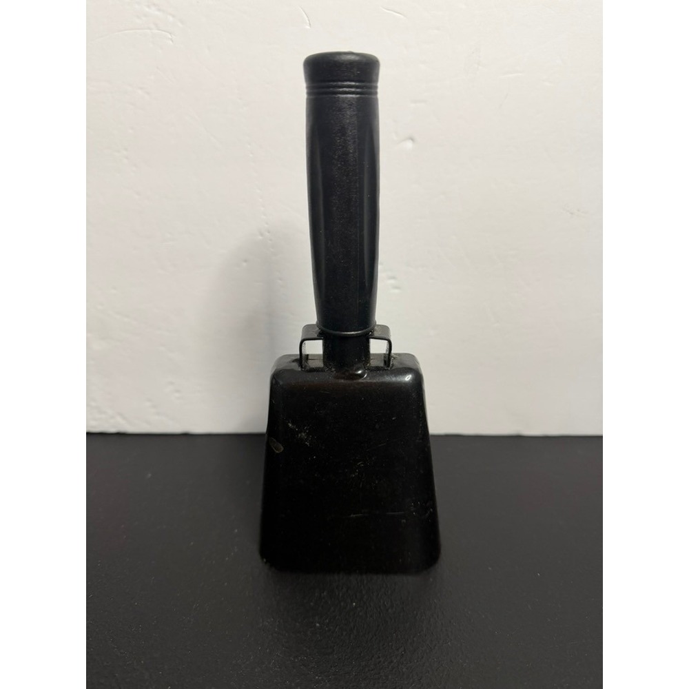 Vintage Style Black Metal Handheld Cowbell with Ergonomic Handle 9 Inch